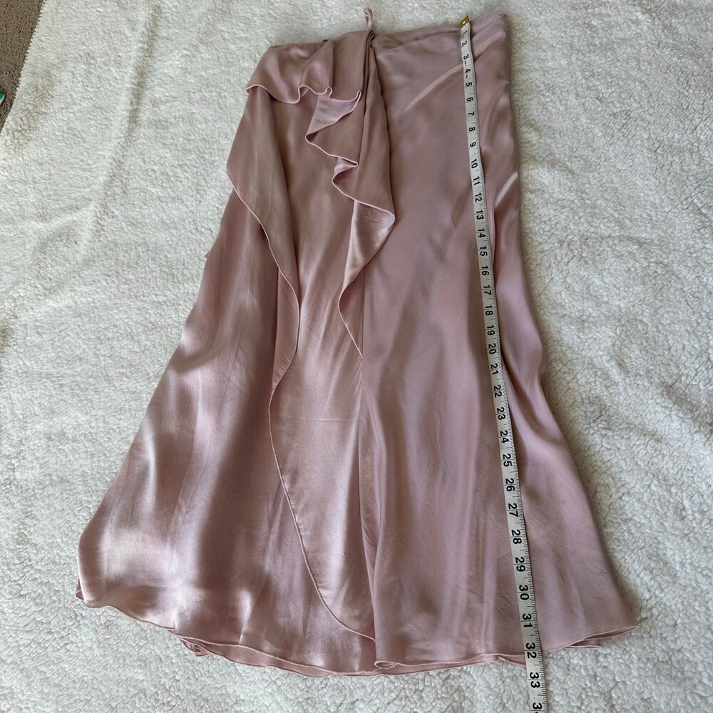 Renato Nucci Paris 100% Silk Blush Ruffle Slip Dress Midi Elegant French Design - Picture 4 of 13